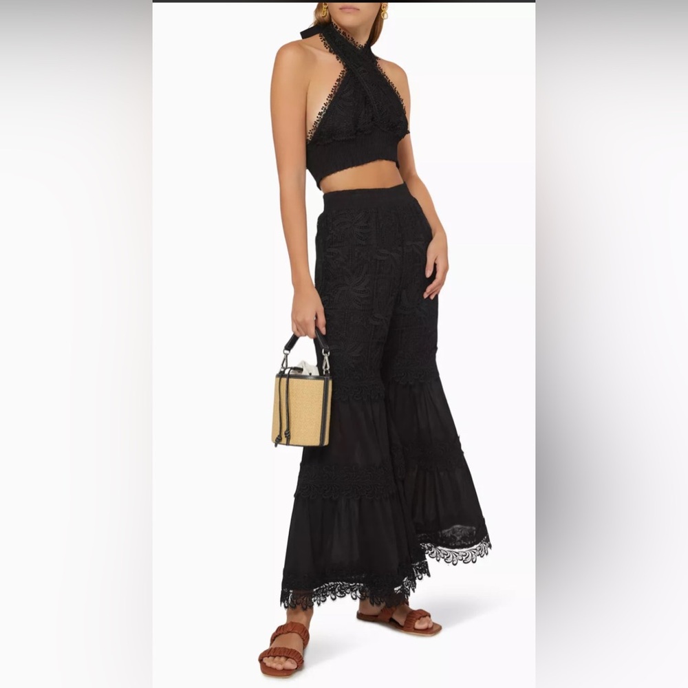 Waimari Pia Lace Halter Neck Sleeveless Crop Top Women's Black Size: XS NWT